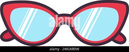 Occhiali da sole rossi da donna. Illustrazione vettoriale piatta. Immagine isolata su sfondo bianco. Illustrazione Vettoriale