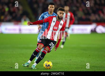 Jayden Bogle dello Sheffield United durante la partita di Premier League tra lo Sheffield United e l'Aston Villa a Bramall Lane. Foto Stock