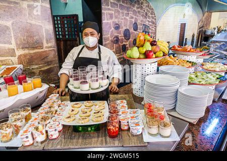 Merida Mexico, zona Paseo Montejo Centro, Holiday Inn Merida IHG hotel hotel hotel alberghi inn motel business, hotel motel business, sala colazione a buffet ristorante Foto Stock