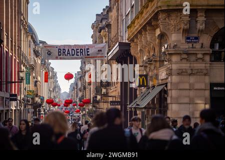 Francia Bordeaux - Rue Sainte Catherine. La strada pedonale per lo shopping più lunga della Francia Foto Stock