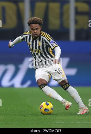 Milano, Italia. 4 febbraio 2024. Weston McKennie della Juventus durante il match di serie A A Giuseppe Meazza, Milan. Il credito per immagini dovrebbe essere: Jonathan Moscrop/Sportimage Credit: Sportimage Ltd/Alamy Live News Foto Stock