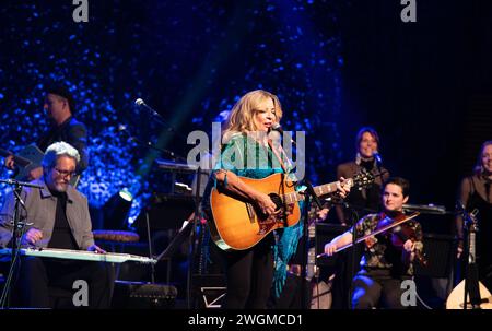 Glasgow, Scotland, UK. 04th Feb, 2024. Glasgow Scotland. Carlene Carter, American country singer songwriter, performed at the Glasgow concert hall at Transatlantic Sessions 2024 as part of Celtic Connections. She is the daughter of music legends June Carter and Carl Smith. Carter has recorded 12 albums, mainly on major labels. Photo Pauline Keightley/ Alamy. Credit: Pauline Keightley/Alamy Live News Stock Photo