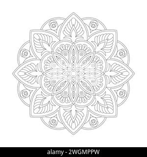 Pagina dei libri coloranti Mandala Premium Floral Elegance per interno libro KDP. Petali tranquilli, capacità di rilassarsi, esperienze cerebrali, Harmonous Haven, Pace Illustrazione Vettoriale
