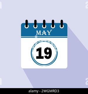 Icona giorno calendario - 19 maggio. diciannove giorni del mese, illustrazione vettoriale. Illustrazione Vettoriale