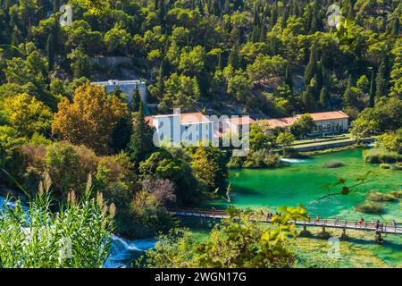 Vista panoramica del canyon del Parco Nazionale di Krka, Croazia Foto Stock