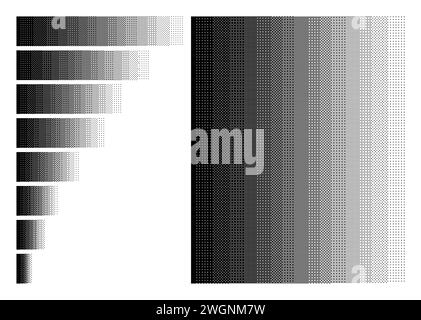 Pacchetto vettoriale di 8 diversi gradienti pixel pattern uniformi Illustrazione Vettoriale
