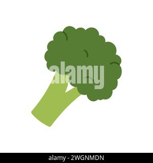 Broccoli, verdura verde semplice e fresca per una sana illustrazione vettoriale della dieta vitaminica Illustrazione Vettoriale