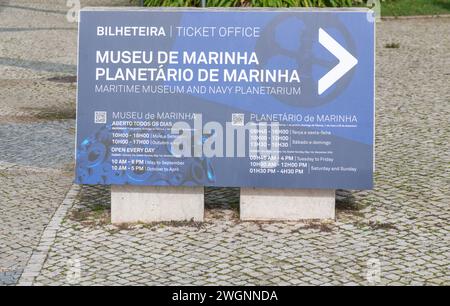 Insegna per il Museo marittimo, Belem, Lisbona, Portogallo Foto Stock