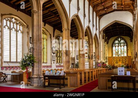 Regno Unito, Inghilterra, Essex, Dedham, High Street, Chiesa parrocchiale di Santa Maria, interno Foto Stock