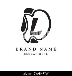 Lettera alfabetica disegno dell'icona del logo DL, disegno del logo DL illustrazione vettoriale Illustrazione Vettoriale