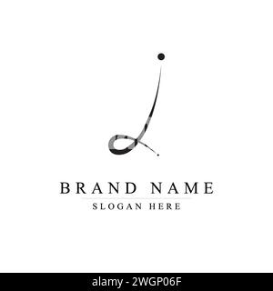 Modello di disegno vettoriale con logo Letter N scritto a mano su sfondo bianco, design con logo N. Illustrazione Vettoriale