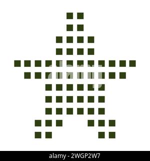 Icona vettoriale stella pixel. Vettore stellare dell'esercito. Pixelart icona a forma di stella. Illustrazione Vettoriale
