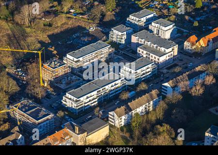 Luftbild, Wohngebiet mit Neubau Baustelle Schlägel und Eisen, Altenpflegeheim und Wohnquartier an der Bohnekampstraße, Zweckel, Gladbeck, Ruhrgebiet, Nordrhein-Westfalen, Deutschland ACHTUNGxMINDESTHONORARx60xEURO *** Vista aerea, zona residenziale con nuovo cantiere Schlägel und Eisen, casa di riposo per anziani e quartiere residenziale a Bohnekampstraße, Zweckel, Gladbeck, regione della Ruhr, Renania settentrionale-Vestfalia, Germania ATTENTIONxMINDESTHONORARx60xEURO Foto Stock