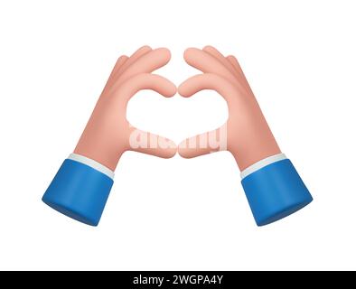 le mani 3d piegano la forma di un cuore Illustrazione Vettoriale