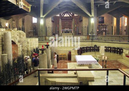 Interno della Basilica dell'Annunciazione, Nazareth, Israele Foto Stock