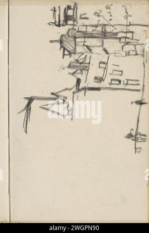 Faccia ad Amsterdam, forse al Rokin, George Hendrik Breitner, 1912 faccia ad Amsterdam, forse al Rokin. Pagina 70 da un bozzetto con 46 fogli realizzato ad Amsterdam. Giornale di Amsterdam. alloggi urbani in gesso. street Rock Foto Stock