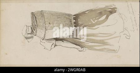 Donna con cesto di vimini sul retro, 1840 Foglia 4 verso da un quaderno con 63 fogli. Amavo un giornale. inchiostro. penna a matita donna adulta. costume popolare, costume regionale. portare qualcosa in cestino, borsa, zaino, ecc. camminare Foto Stock