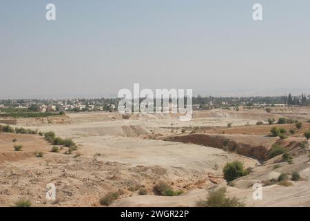 Scavi archeologici del terzo palazzo di Erode a Wadi Qelta a ovest di Gerico, Valle del Giordano, Cisgiordania, Palestina, Israele Foto Stock