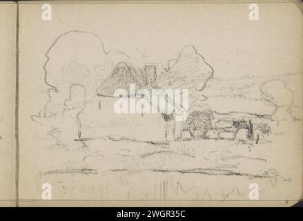 Farm, 1896 - 1897 Page 8 Recto da un bozzetto con 44 fogli. carta. fattoria di gesso (edificio) Foto Stock