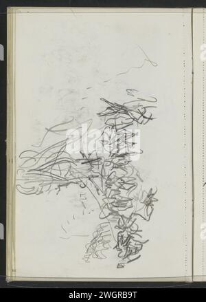 Parata di figure, 1925 forse spinge o tira le figure un'immagine, una torre di cadavere o un pezzo decorativo nella parata. Pagina 92 da un bozzetto con 74 fogli. Giornale dell'Indonesia. matita che cammina. Razze e popoli asiatici Foto Stock