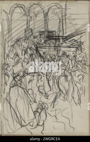 Figure di gruppo in una galleria, 1888 probabilmente all'interno di una moschea. Pagina 90 da un bozzetto con 58 fogli. Sala giochi di gesso di Istanbul  architettura. anatomia (non medica) Foto Stock