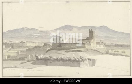 Le Terme di Caracalla a Roma, con Frascati in lontananza, c. 1809 - c. 1812 attingendo da un gruppo di 46 disegni e studi provenienti principalmente da paesaggi urbani e paesaggistici a Roma e dintorni. Carta per l'Italia. grafite (minerale). pennello acquerello (vernice) vista città in generale; "veduta". paesaggio con rovine. Rovina di un edificio  architettura Italia. Themense Van Caracalla. Frascati. Porta latina Foto Stock