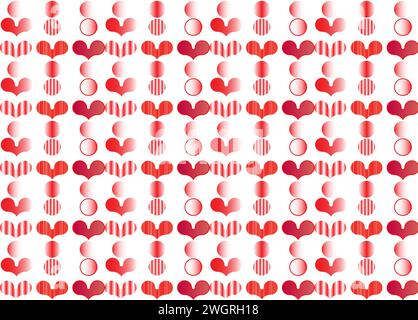 Colore rosso forma a cuore e punti motivo vettoriale per il giorno delle valentine. Foto Stock
