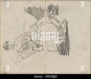 Donna su una sedia, 1881 - 1883 pagina 23 e pagina 24 da un bozzetto con 27 riviste Rotterdam (possibilmente) carta. matita seduta su un'elevazione. sedia Foto Stock