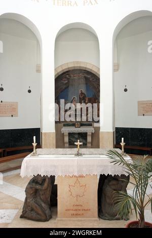 Altare nella Cappella del campo dei pastori a Beit Sahour, Betlemme, Israele Foto Stock