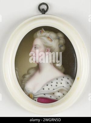 Caroline van Brandenburg-Antspach (1683-1737). Moglie di Giorgio II, re d'Inghilterra, Christian Friedrich Zincke, 1720 - 1737 miniatura (pittura) Ritratto di Caroline van Brandenburg-Antspach (1683-1737). Moglie di Giorgio II, re d'Inghilterra. Busto, di profilo a sinistra. Io ero solito essere interpretato come il sospetto ritratto di Anna van Hannover (1709-59), figlia di re Giorgio II, moglie del principe Guglielmo IV Fa parte della collezione di miniature di ritratti. Oro olandese (metallo). avorio Foto Stock