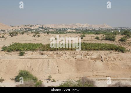 Scavi archeologici del terzo palazzo di Erode a Wadi Qelta a ovest di Gerico, Valle del Giordano, Cisgiordania, Palestina, Israele Foto Stock