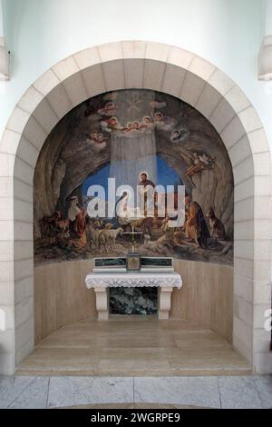 Altare nella Cappella del campo dei pastori a Beit Sahour, Betlemme, Israele Foto Stock