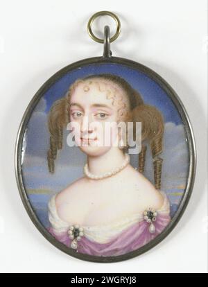 Ritratto di una donna, forse Anne Hyde (1637-71), prima moglie di Jacobo II d'Inghilterra, Anonimo, 1662 miniatura (dipinto) Ritratto di una donna, forse Anne Hyde (1637-71), prima moglie di Jacobo II d'Inghilterra. Busto a sinistra, riguardo. Fa parte della collezione di miniature di ritratti. Rame inglese (metallo). Foto Stock