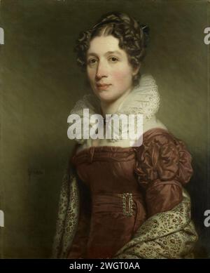 Jacoba Vetter (1796-1830), moglie di Pieter Meijer Warnars, Amsterdam Bookseller, Charles Howard Hodges, c. 1821 - c. 1825 dipinto Ritratto di Jacoba Vetter, moglie di Pieter Meijer Warnars, libraio ad Amsterdam. Seduta, a metà strada. tela. Pittura a olio (vernice) persone storiche - BB - donna Foto Stock