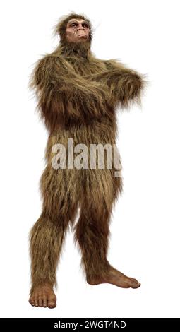 Rendering 3D di un Sasquatch o Bigfoot isolato su bianco sfondo Foto Stock