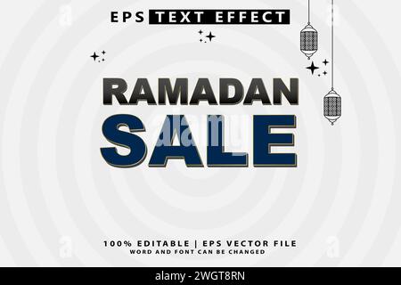 Ramadan sale 3D Traditional Cartoon template style Premium Vector con effetto testo modificabile Illustrazione Vettoriale