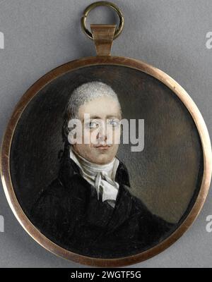 Ritratto di un uomo, anonimo, c. 1805 miniatura (pittura) Ritratto di un uomo. Busto, lodato. Fa parte della collezione di miniature di ritratti. Avorio dei Paesi Bassi settentrionali. oliare la vernice (vernice). metallo. persone storiche di vetro sconosciute per nome Foto Stock