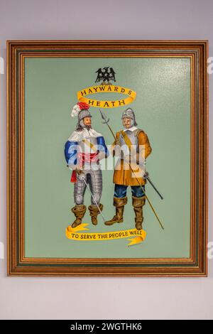 Haywards Heath, 5 gennaio 2024: English Civil War painting in the Town Hall Foto Stock