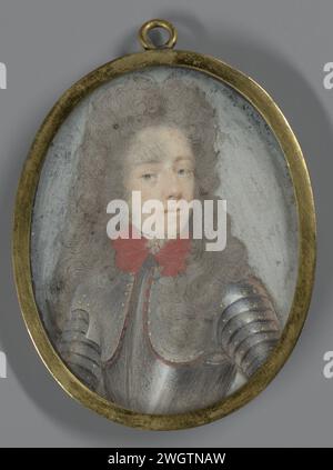 Ritratto di Hendrik Casimir II (1657-96), Principe di Nassau-Dietz, Marie Duchatel (attribuito a), c. 1690 miniatura (dipinto) Ritratto di Hendrik Casimir II (1657-96), Principe di Nassau-Dietz. Busto, la testa a destra, in armatura. Ad un originale di Lancelot Volders. Pendente SK-A-4313. Fa parte della collezione di miniature di ritratti. Cartone Olanda. argento (metallo) Foto Stock