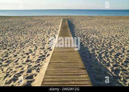 Europa, Francia, Sud della Francia, Mèze, Herault, Languedocroussillon, spiaggia sabbiosa, estate, foto estiva, Marseillan-Plage Foto Stock