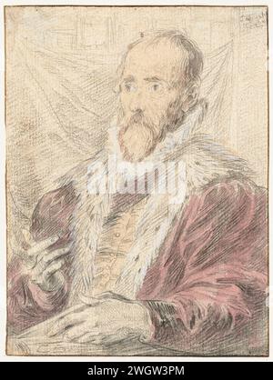 Portret Van Justus Lipsius, David teniers (2), dopo Peter Paul Rubens, 1620 - 1690 carta da disegno. vernice del ponte. gesso. pennello a matita persone storiche Foto Stock