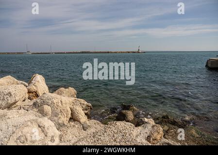 Porto portuale della città di Zante visto dal punto panoramico di bochali, in Grecia. Città portuale di Zante. Foto Stock