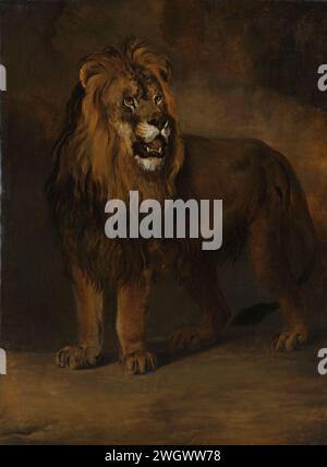 A Lion from the Menagerie of King Louis Napoleon, 1808, Pieter Gerardus van OS, 1808 painting A Lion from the Menagerie of King Louis Napoleon. Leone in piedi, a bocca aperta. tela. pittura a olio (vernice) bestie di preda, animali predatori: leone. zoo (come luogo di ricreazione) Paesi Bassi Foto Stock