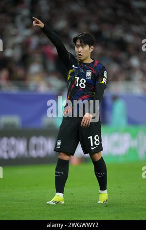 Doha, Qatar. 6 febbraio 2024. DOHA, QATAR - 06 FEBBRAIO: Lee Kang-in della Corea del Sud durante la semifinale della Coppa d'Asia AFC tra Giordania e Corea del Sud all'Ahmad Bin Ali Stadium il 6 febbraio 2024 a Doha, Qatar crediti: Sebo47/Alamy Live News Foto Stock