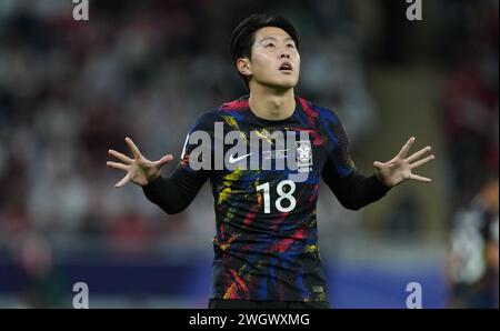 Doha, Qatar. 6 febbraio 2024. DOHA, QATAR - 06 FEBBRAIO: Lee Kang-in della Corea del Sud durante la semifinale della Coppa d'Asia AFC tra Giordania e Corea del Sud all'Ahmad Bin Ali Stadium il 6 febbraio 2024 a Doha, Qatar crediti: Sebo47/Alamy Live News Foto Stock