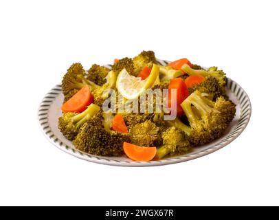 Mix di verdure bollite. Broccoli, carote, cavolfiore. Verdure al vapore per una dieta a basso contenuto calorico. Foto Stock