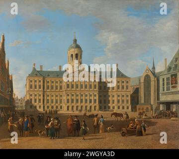 Il Municipio in Piazza Dam, Amsterdam, Gerrit Berckheyde, 1693 dipinge il municipio in Piazza Dam ad Amsterdam, sulla destra De Waag e Nieuwe Kerk. tela. vernice a olio (vernice) quadrata, posizione, circo, ecc... municipio di Amsterdam (1655-1808). Nuova chiesa. Waard Foto Stock