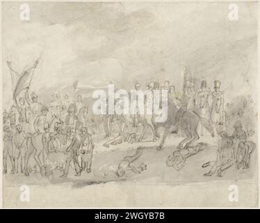 Battaglia di Waterloo, Jan Willem Pieneman, 1789 - 1853 carta da disegno. matita. penna a inchiostro / pennello (+ forze terrestri). Eventi storici e situazioni Waterloo Foto Stock