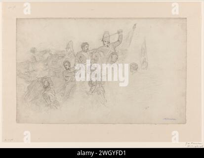 Dettaglio tratto dal dipinto De Slag a Waterloo, Jan Willem Pieneman, 1789 - 1853 carta da disegno. battaglia con gesso (+ forze terrestri). eventi e situazioni storiche Foto Stock