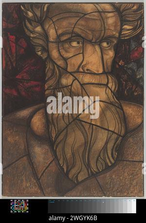 Disegno per finestra nel Noordertransept nel Duomo di Utrecht, c. 1934 disegno in cartone. spazzola per gesso Foto Stock